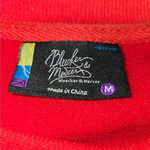 Bleeker & Mercer Mens Medium Pullover Sweatshirt Red Hood Grown Bear Streetwear - Picture 2 of 11